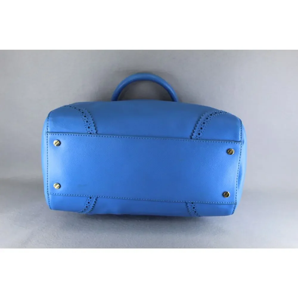 Tory Burch 2 Way Mini Boston Blue Leather Robinson Satchel Handbag